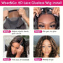 Maxglam Wig 5x5 Wear And Go Glueless Wig Ombre Highlight Water Wave Wigs 5x5 Glueless Wigs Human Hair With Elastic Band Pre Cut Pre Plucked 5x5 HD Transparent Lace Closure P4/27 Honey Blonde With Baby Hair Ombre Colored Wigs 20-28 Inch 200% Density
