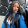 13x4 Straight Lace Frontal Wigs Human Hair Pre Plucked Bleached Knots 200% Density Natural Color