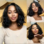 Wear And Go Glueless Wig 200% Density 5X5 Lace Front Human Hair Body Wave Bob Wigs With Bangs For Women Black Short Wave Bob Wig Human Hair Natural Looking Wig