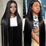 13x4 Straight Lace Frontal Wigs Human Hair Pre Plucked Bleached Knots 200% Density Natural Color