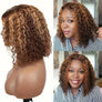 Wear And Go Glueless Bob Wigs 4/27 Highlight Kinky Curly 5x5 HD Lace Front Human Hair Wig Honey Blonde Glueless Wig Pre Cut Lace