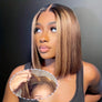 5X5 Lace Front Glueless Wig Human Hair Ready To Wear Bob Wigs Highlight 4/27 Colored Straight Bob Human Hair Wig Glueless Pre-Cut Lace Bob Wigs