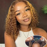 Wear And Go Glueless Bob Wigs 4/27 Highlight Kinky Curly 5x5 HD Lace Front Human Hair Wig Honey Blonde Glueless Wig Pre Cut Lace