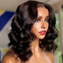 Wear And Go Glueless Wig 200% Density 5X5 Lace Front Human Hair Body Wave Bob Wigs With Bangs For Women Black Short Wave Bob Wig Human Hair Natural Looking Wig