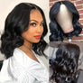 Wear And Go Glueless Wig 200% Density 5X5 Lace Front Human Hair Body Wave Bob Wigs With Bangs For Women Black Short Wave Bob Wig Human Hair Natural Looking Wig
