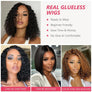 Wear and Go Glueless Wigs Human Hair PrePlucked Pre Cut 5x5 HD Lace Closure Wigs Readyto Wear Curly Bob Deep Wave Lace Front WigsHuman Hair Wigs for Black Women 200% Density